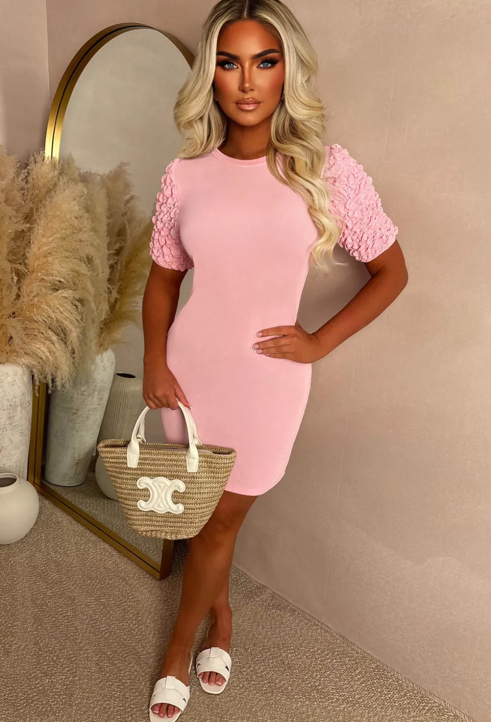 Doll House Pink Frilly Sleeve T Shirt Dress