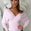 Elsie Baby Pink V-Neck Wrap Jumper
