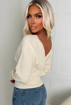 Elsie Cream V-Neck Wrap Jumper