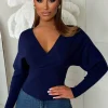 Elsie Navy V-Neck Wrap Jumper