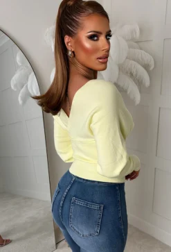 Elsie Yellow V-Neck Wrap Jumper
