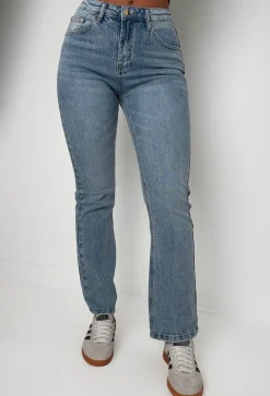 Essentially Yours Mid Wash Stretch Straight Fit, High Rise Jeans