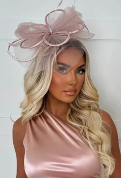 Eternity Pink Diamante Veil Fascinator