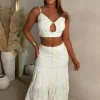 Exotic Evenings Cream Embroidery Anglaise Maxi Skirt And Crop Top Co-Ord