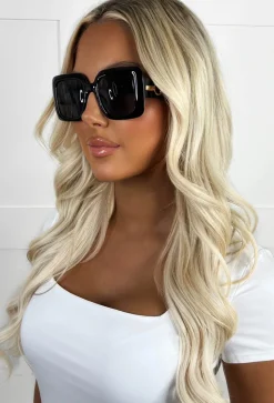 Expensive Love Black Square Sunglasses