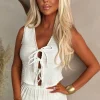 Fatal Attraction Cream Tie Knot Top