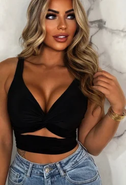 Favourite Feeling Black Cut Out Crop Top