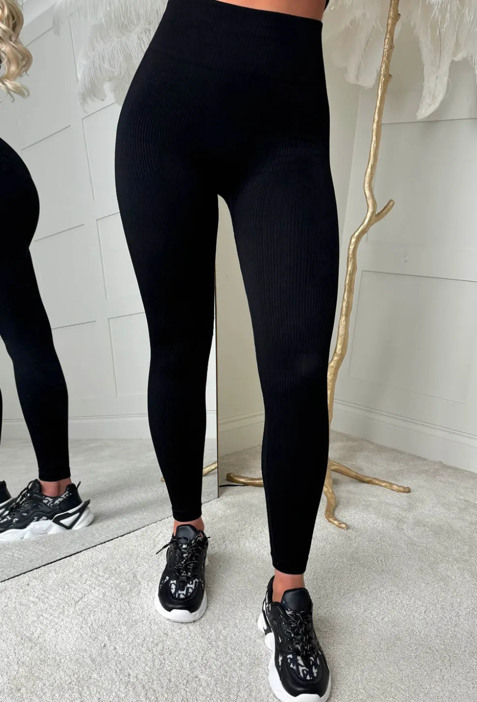 Feeling Cute Black Ribbed Leggings