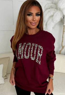 Fierce Love Burgundy Leopard Print Amour Sweatshirt