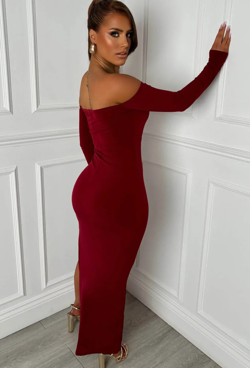 Finlay Burgundy Cut Out Maxi Dress