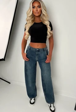 Flawless Mid Wash Stretch Denim Balloon Fit Jeans