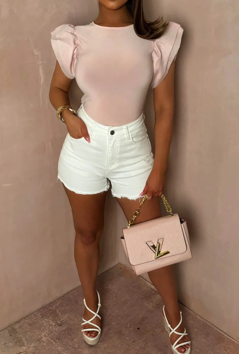 Frayed Destiny White Frayed Stretch Cut Off Shorts
