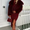 Furever Fantasy Burgundy Ultra Thick Faux Fur Jacket