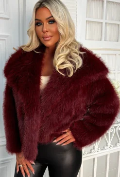 Furever Fantasy Burgundy Ultra Thick Faux Fur Jacket