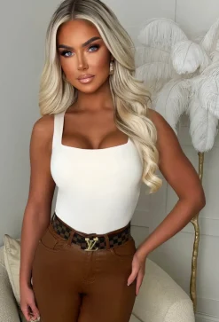Girl Crush Cream Square Neck Sleeveless Bodysuit
