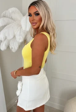 Girl Crush Lemon Square Neck Sleeveless Bodysuit