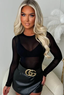 Hard To Miss Black Sheer Mesh Bodysuit