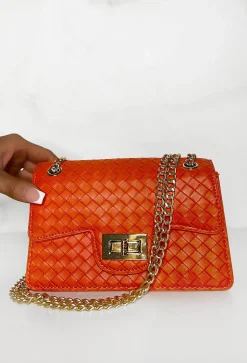 Here To Slay Orange Woven Handbag