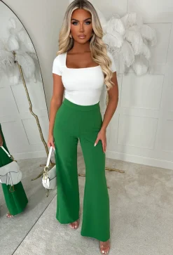 I See Fire Green High Waisted Wide Leg Trousers