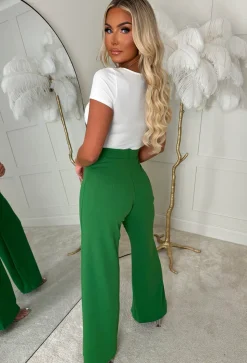 I See Fire Green High Waisted Wide Leg Trousers