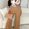 I See Fire Nude High Waisted Wide Leg Trousers