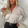 Icon Champagne Satin Button Shirt