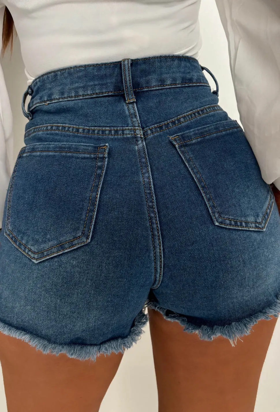 I'm That Girl Mid Wash Denim Button Front Skort