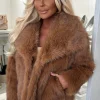 Ionna Rust Ultra Thick Faux Fur Jacket