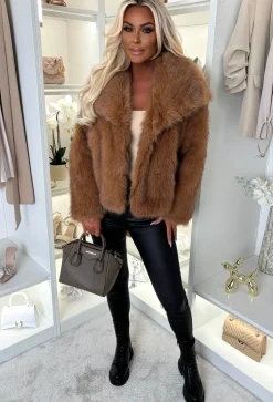 Ionna Rust Ultra Thick Faux Fur Jacket