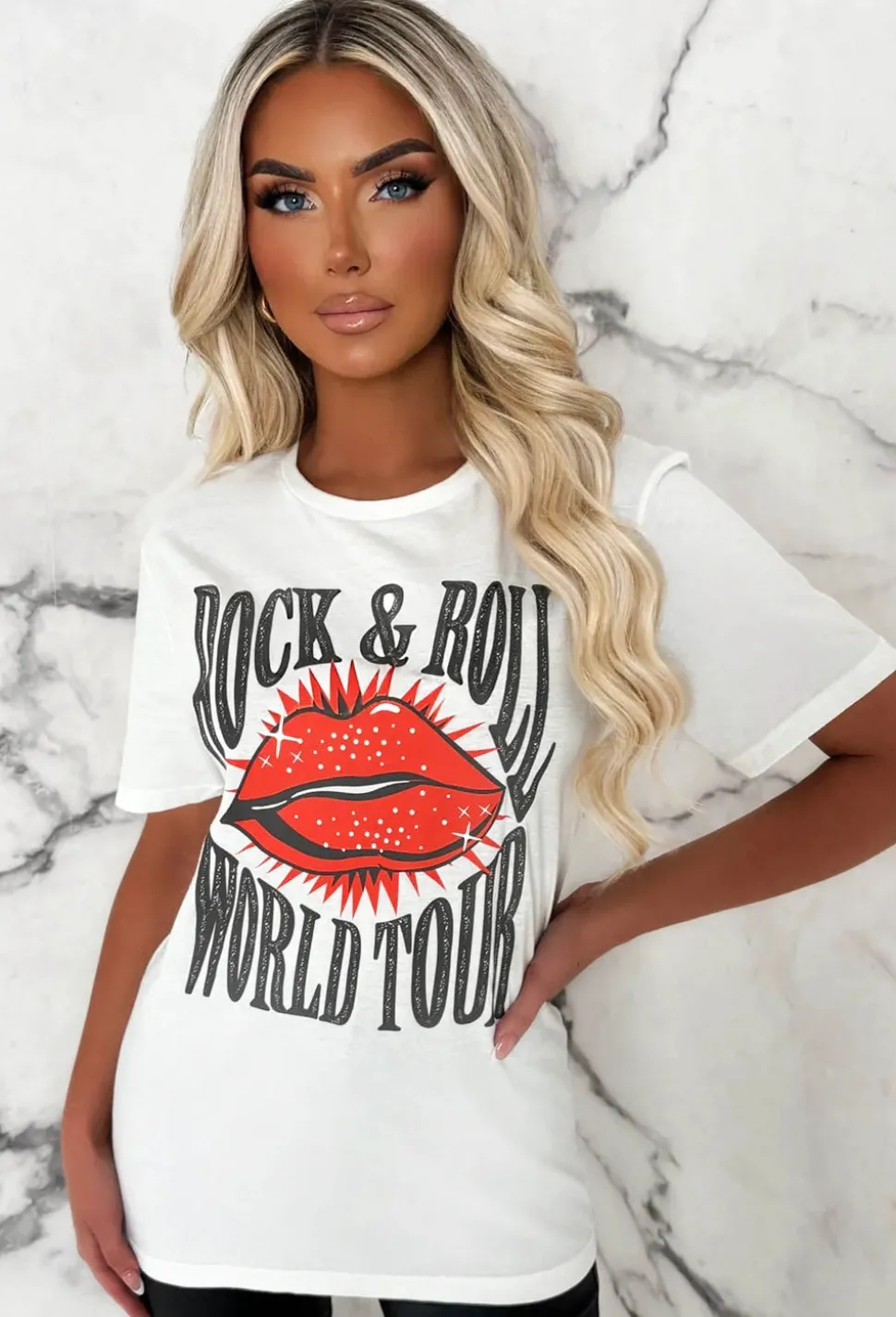 Jagger White Rock N Roll Graphic T-Shirt