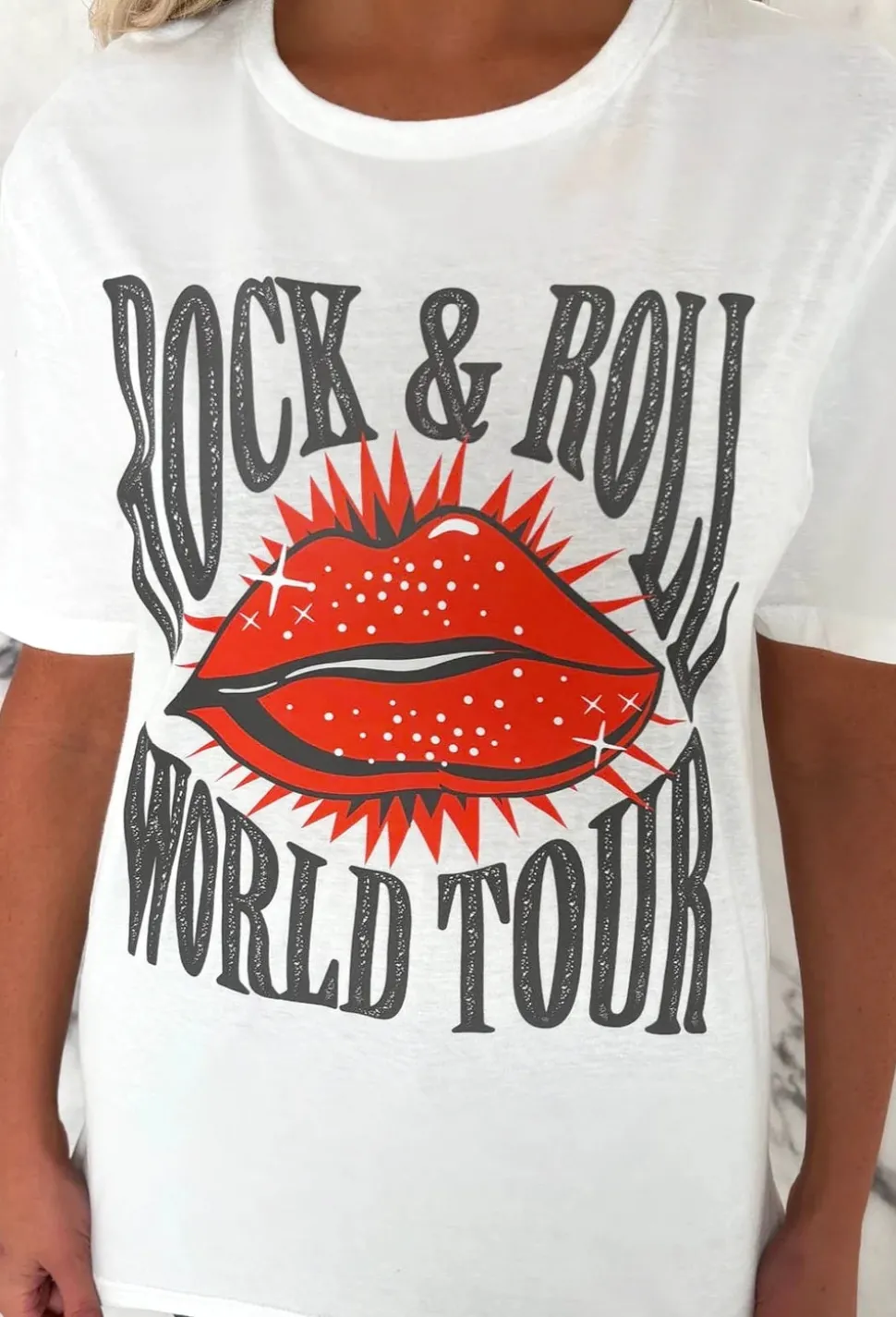 Jagger White Rock N Roll Graphic T-Shirt