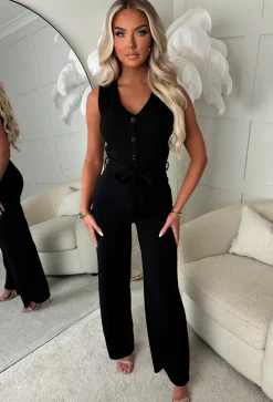 Jerry-Marie Black Waistcoat Jumpsuit