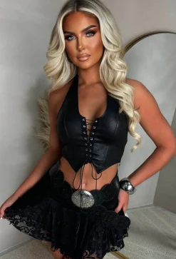 Just Misbehaving Black Double Layer Lace Skort