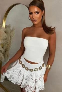 Just Misbehaving White Double Layer Lace Skort