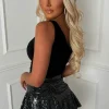 Just Sparkle Black Hot Fix Stretch Layered Skort
