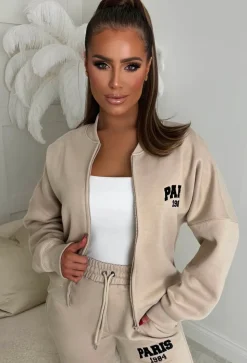 Keep My Love Cream Black Paris Embroidered Loungewear