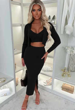 Kendra Black 3 Piece Knitted Set