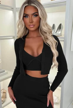 Kendra Black 3 Piece Knitted Set
