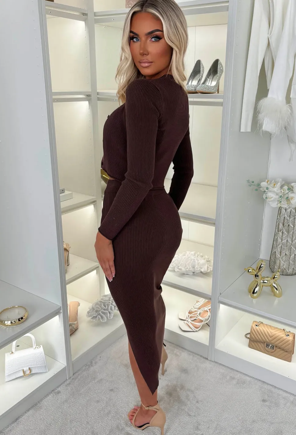 Kendra Brown 3 Piece Knitted Set