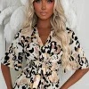 Kimberly Multi Leopard Print Knot Detail Top