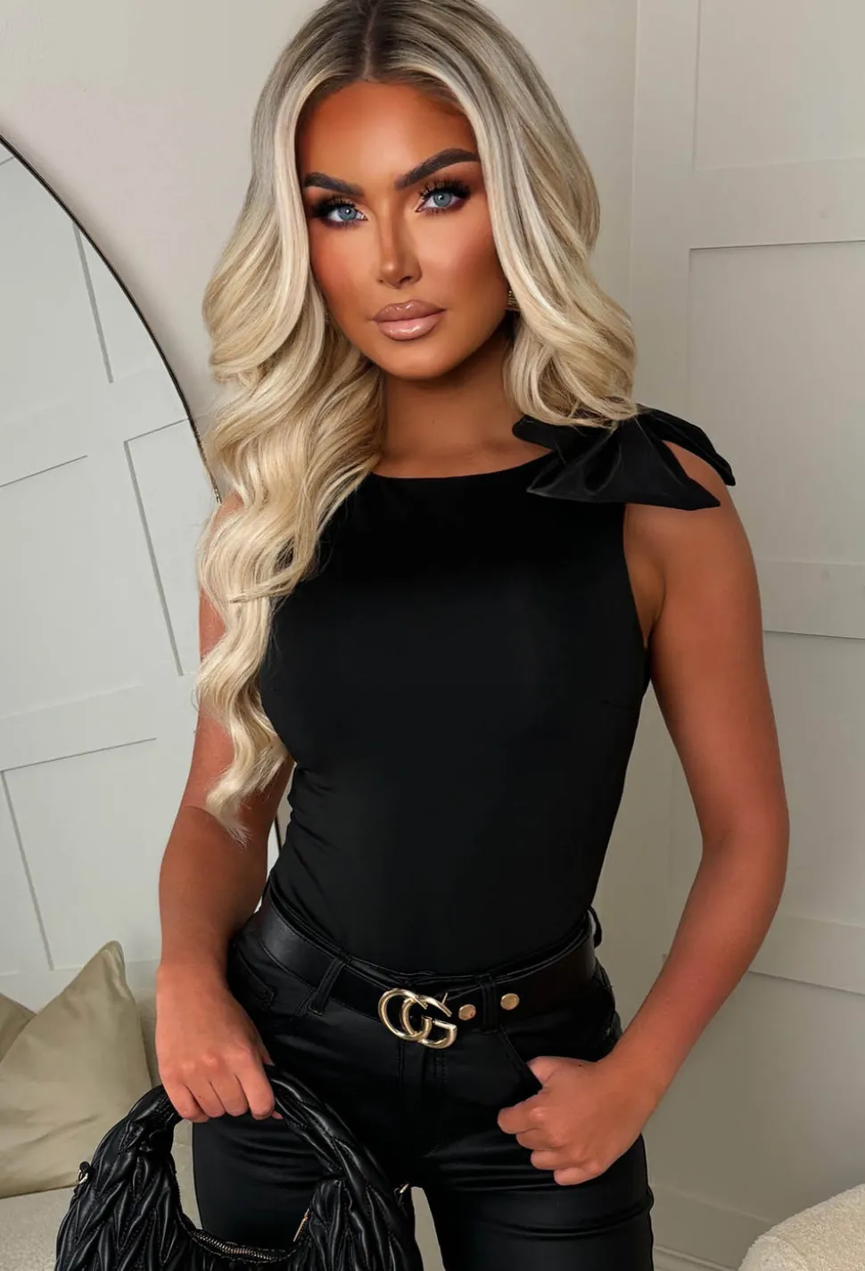 Kiss & Tell Black Bow Stretch Bodysuit