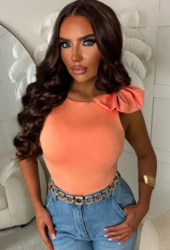 Kiss & Tell Coral Bow Stretch Bodysuit