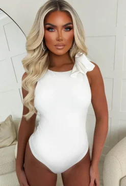 Kiss & Tell White Bow Stretch Bodysuit