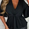 Knot Yours Black Knot Front Short Sleeve Top