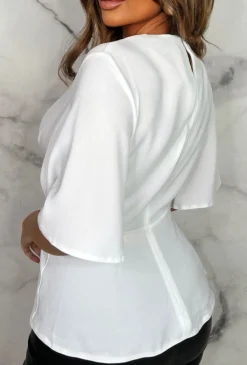 Knot Yours White Knot Front Short Sleeve Top