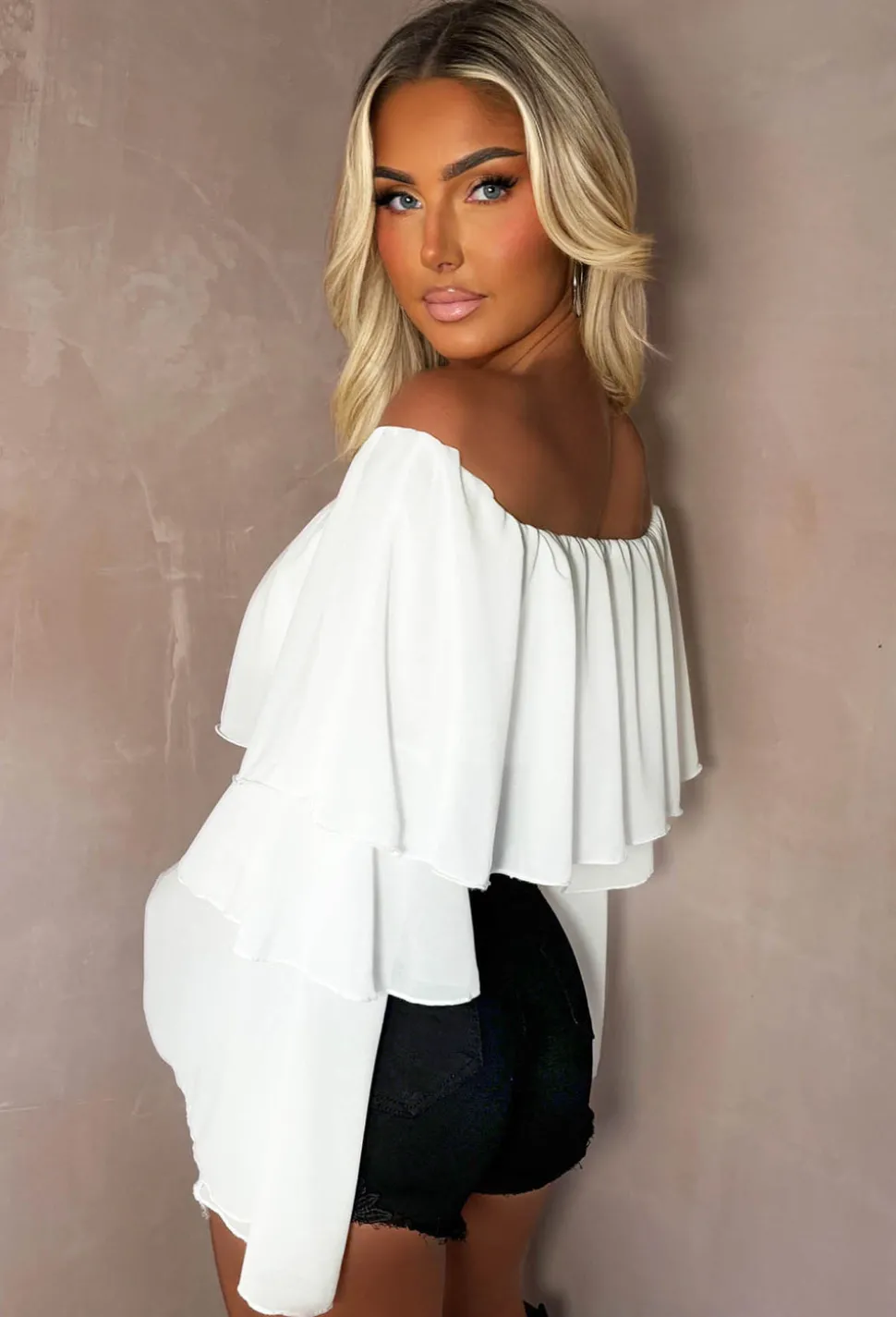 Laced Illusion Black Stretch Denim & Lace Cut Off Shorts
