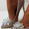 Late For The Ball Rose Gold Crystal Glass Flower Diamond Court Heels Limited Edition