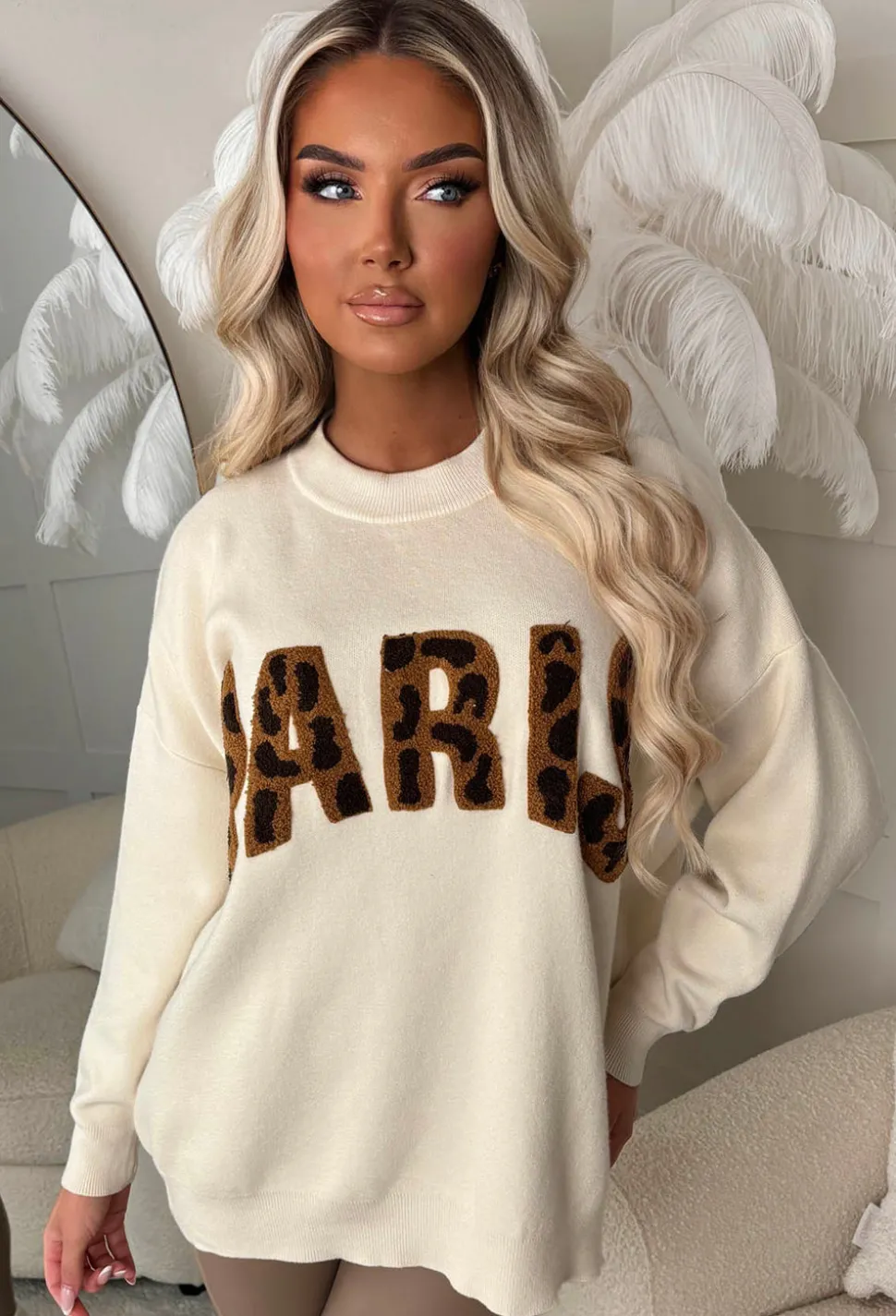 Leona Cream Ultra Soft Leopard Paris Jumper