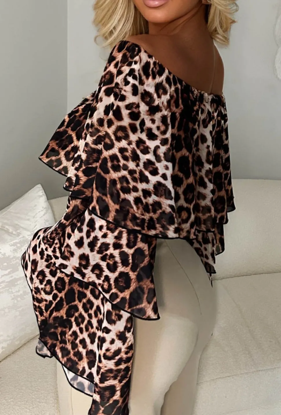 Love Flair Multi Leopard Print Ruffle Top