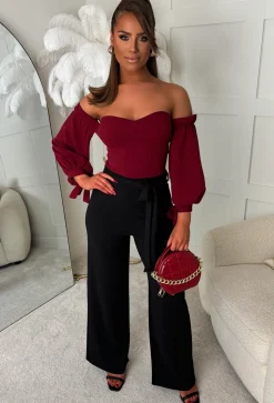 Love Haven Burgundy Bardot Bodysuit